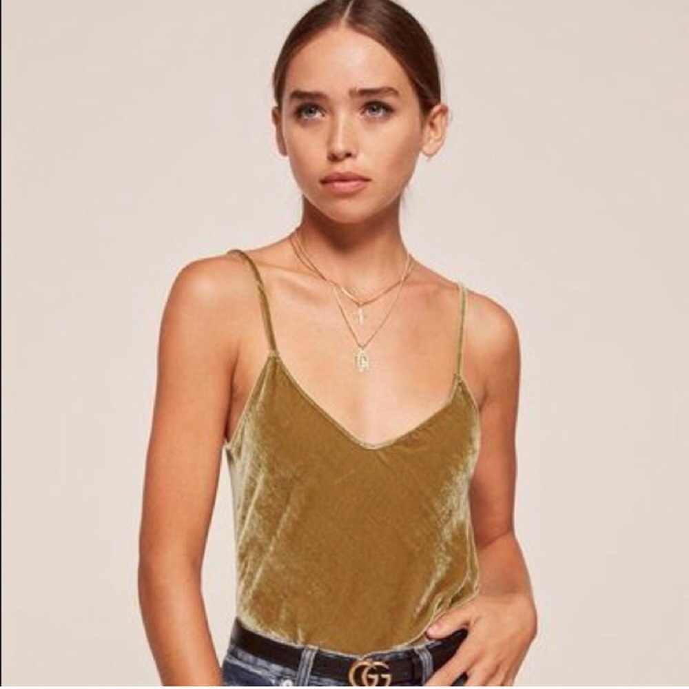 Reformation velvet gold duchess tank